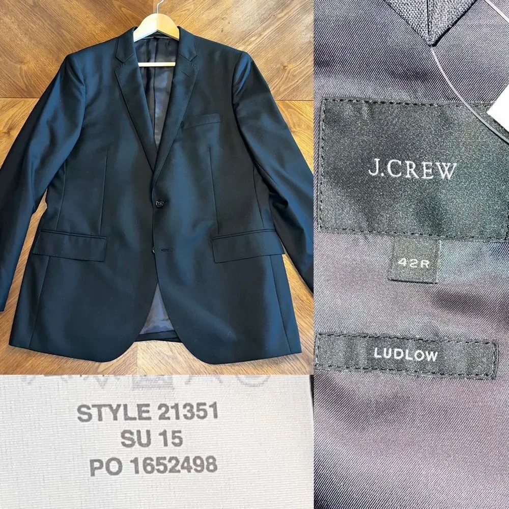 NWT J. Crew 42R Ludlow Slim Suit jacket -100% Wool Loro Piana fabric  21351